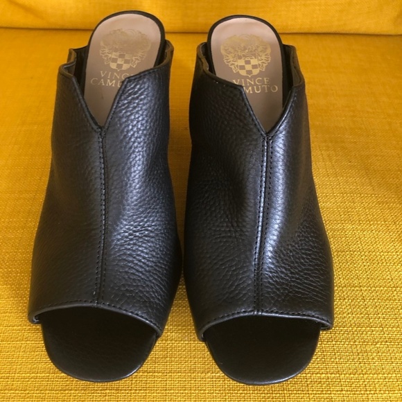 Vince Camuto Shoes - Vince Camuto Leather Peep Toe Mules